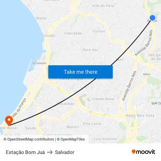 Estação Bom Juá to Salvador map