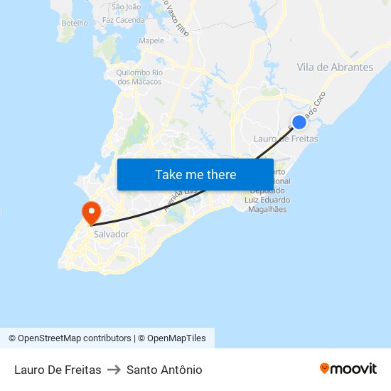 Lauro De Freitas to Santo Antônio map