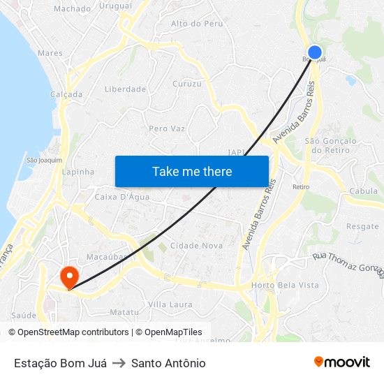 Estação Bom Juá to Santo Antônio map