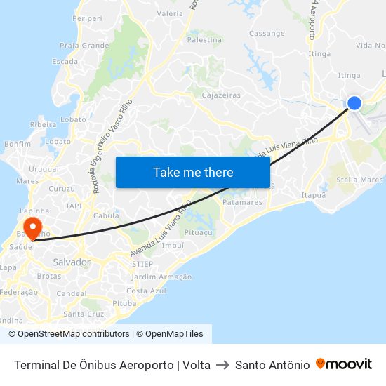 Terminal De Ônibus Aeroporto | Volta to Santo Antônio map