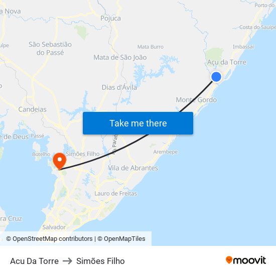 Acu Da Torre to Simões Filho map