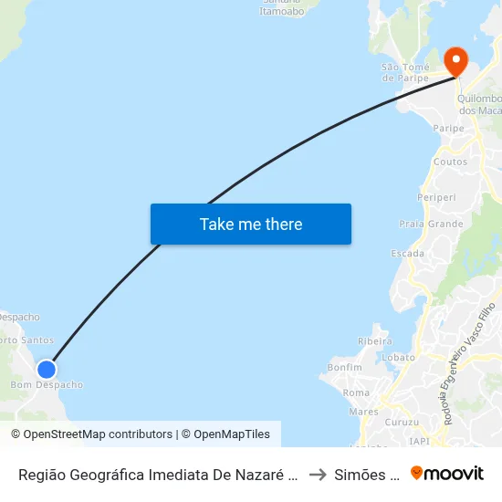 Região Geográfica Imediata De Nazaré – Maragogipe to Simões Filho map