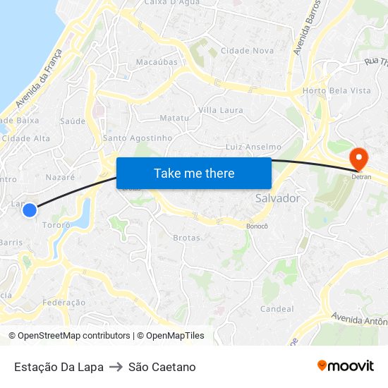 Estação Da Lapa to São Caetano map