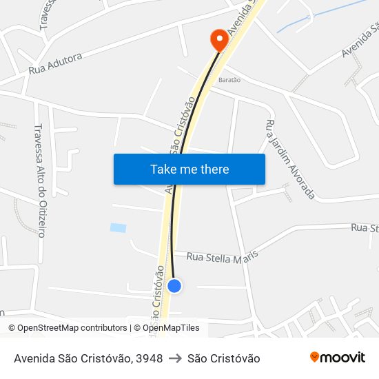 Avenida São Cristóvão, 3948 to São Cristóvão map