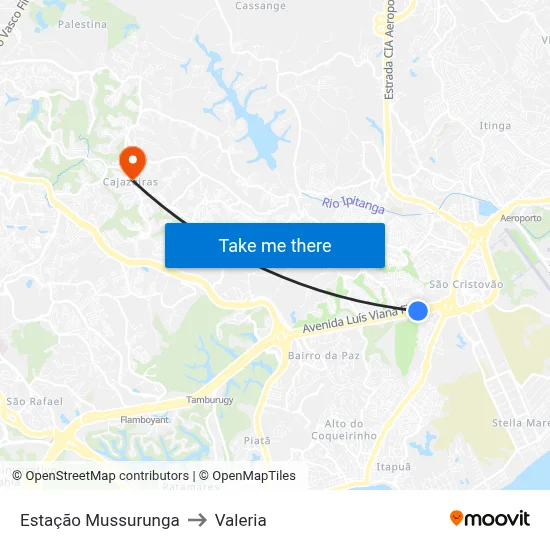 Estação Mussurunga to Valeria map