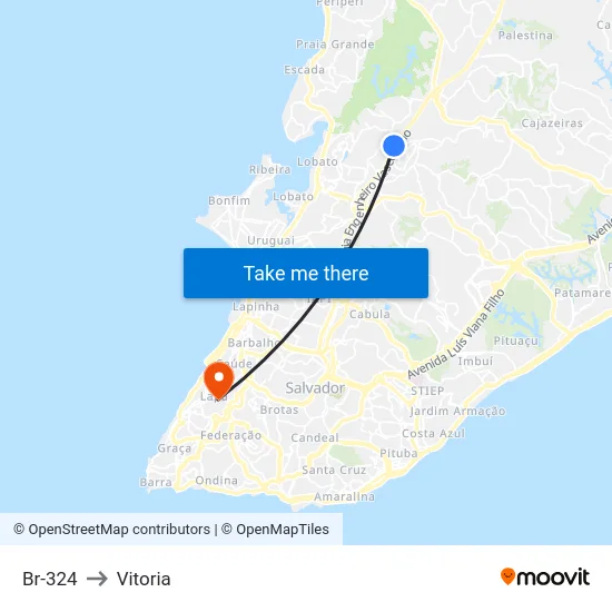 Br-324 to Vitoria map