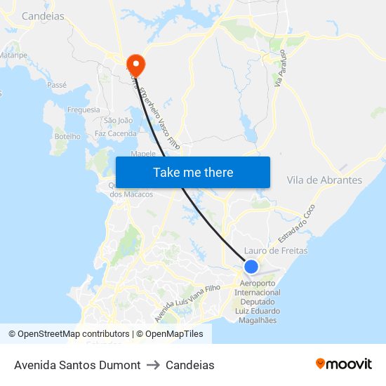 Avenida Santos Dumont to Candeias map