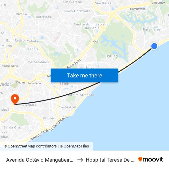 Avenida Octávio Mangabeira, 10241 to Hospital Teresa De Lisieux map