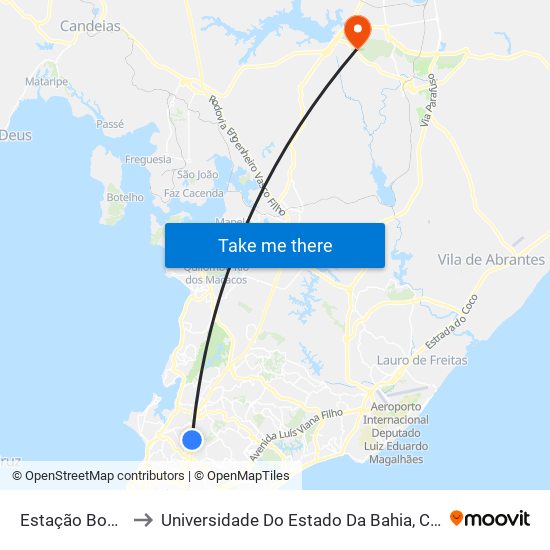 Estação Bom Juá to Universidade Do Estado Da Bahia, Campus XIX map