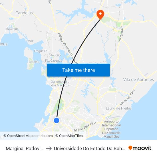 Marginal Rodovia Br-324 to Universidade Do Estado Da Bahia, Campus XIX map