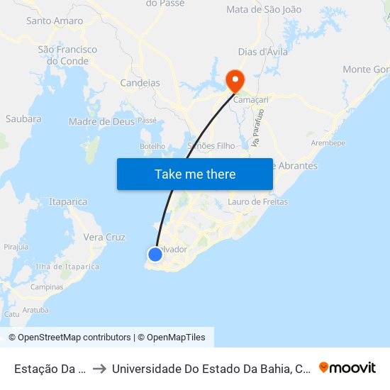 Estação Da Lapa to Universidade Do Estado Da Bahia, Campus XIX map