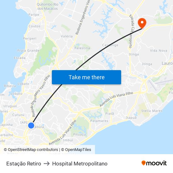 Estação Retiro to Hospital Metropolitano map