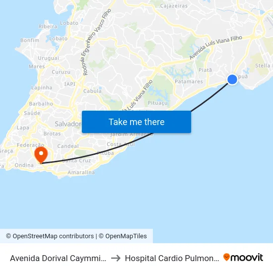 Avenida Dorival Caymmi, 9 to Hospital Cardio Pulmonar map