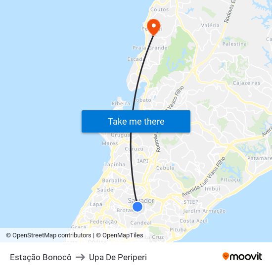 Estação Bonocô to Upa De Periperi map