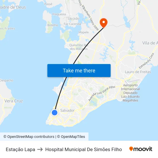 Estação Lapa to Hospital Municipal De Simões Filho map