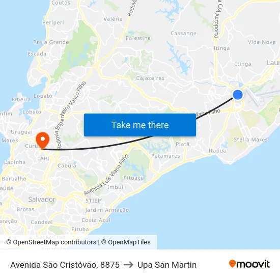 Avenida São Cristóvão, 8875 to Upa San Martin map