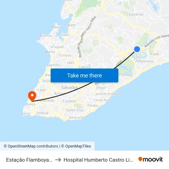 Estação Flamboyant to Hospital Humberto Castro Lima map