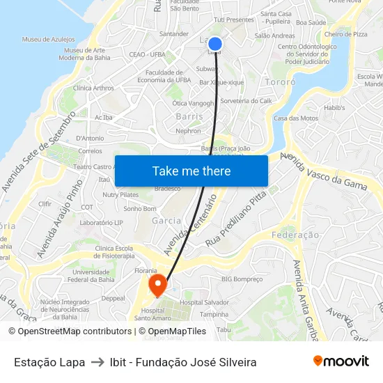 Estação Lapa to Ibit - Fundação José Silveira map