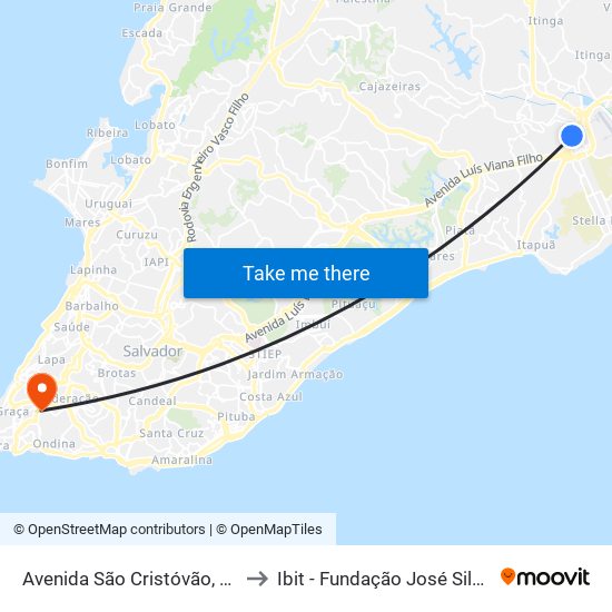 Avenida São Cristóvão, 75 A to Ibit - Fundação José Silveira map