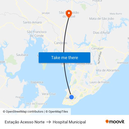 Estação Acesso Norte to Hospital Municipal map