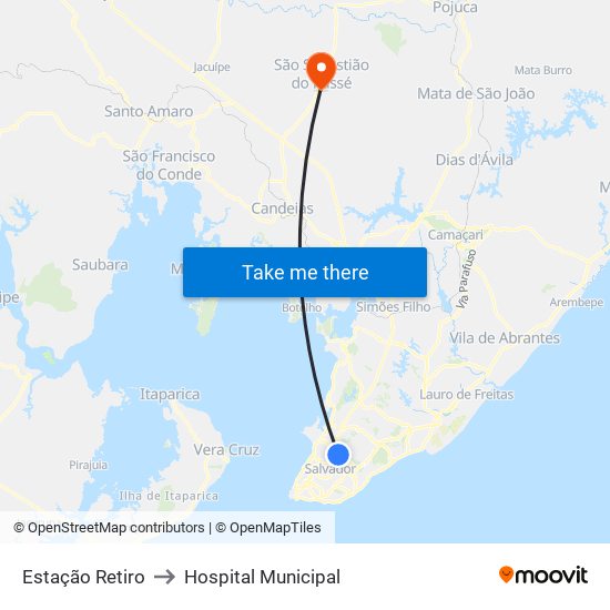 Estação Retiro to Hospital Municipal map