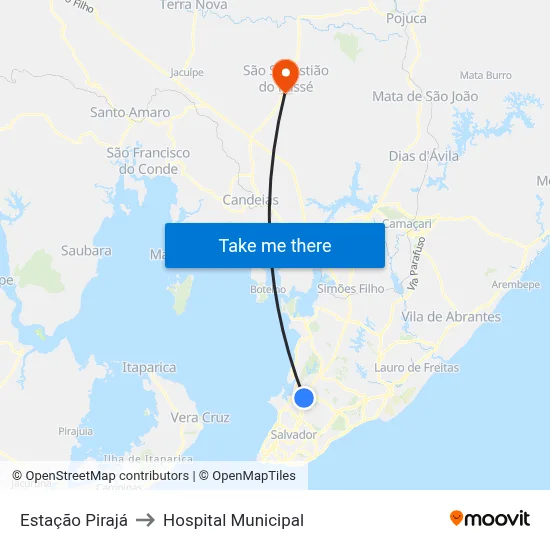 Estação Pirajá to Hospital Municipal map