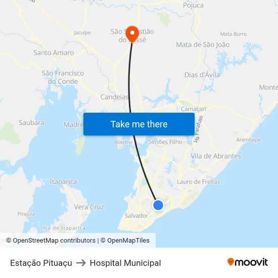 Estação Pituaçu to Hospital Municipal map
