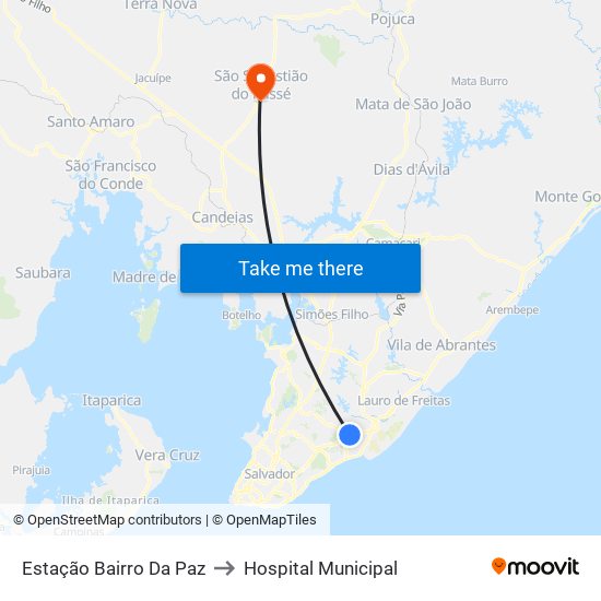 Estação Bairro Da Paz to Hospital Municipal map