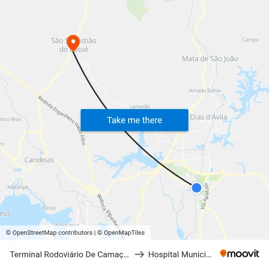 Terminal Rodoviário De Camaçari to Hospital Municipal map