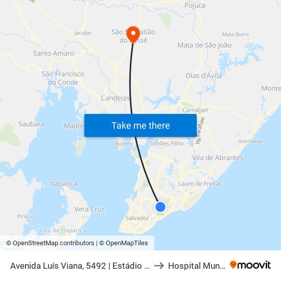 Avenida Luís Viana, 5492 | Estádio De Pituaçu to Hospital Municipal map