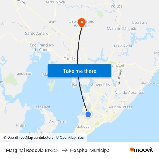 Marginal Rodovia Br-324 to Hospital Municipal map