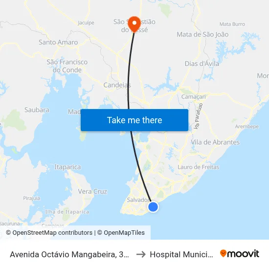 Avenida Octávio Mangabeira, 3915 to Hospital Municipal map