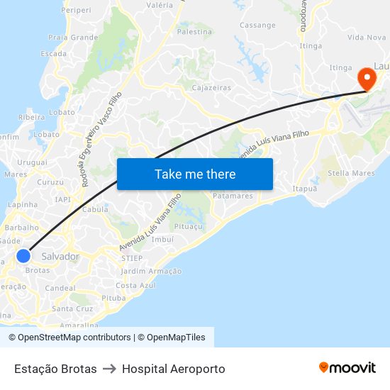 Estação Brotas to Hospital Aeroporto map