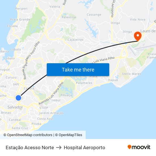 Estação Acesso Norte to Hospital Aeroporto map