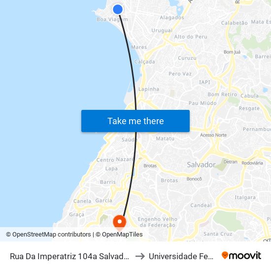 Rua Da Imperatriz 104a Salvador - Bahia 40415 Brasil to Universidade Federal Da Bahia map