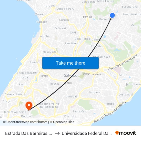 Estrada Das Barreiras, 1456 to Universidade Federal Da Bahia map