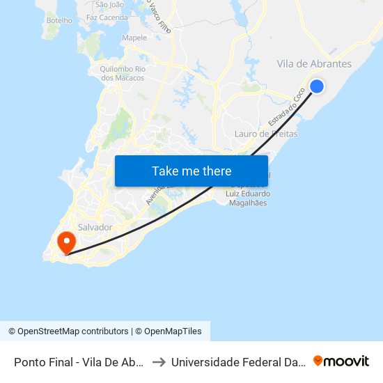 Ponto Final - Vila De Abrantes to Universidade Federal Da Bahia map