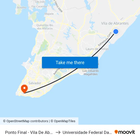Ponto Final - Vila De Abrantes to Universidade Federal Da Bahia map