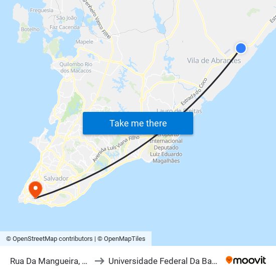 Rua Da Mangueira, 94 to Universidade Federal Da Bahia map