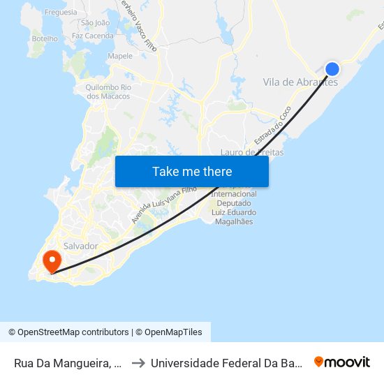 Rua Da Mangueira, 79 to Universidade Federal Da Bahia map