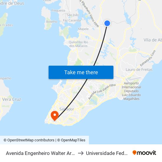 Avenida Engenheiro Walter Aragão De Souza, 30 to Universidade Federal Da Bahia map