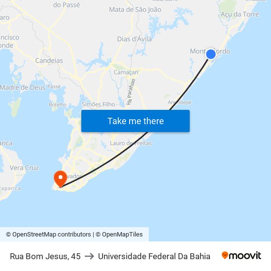 Rua Bom Jesus, 45 to Universidade Federal Da Bahia map