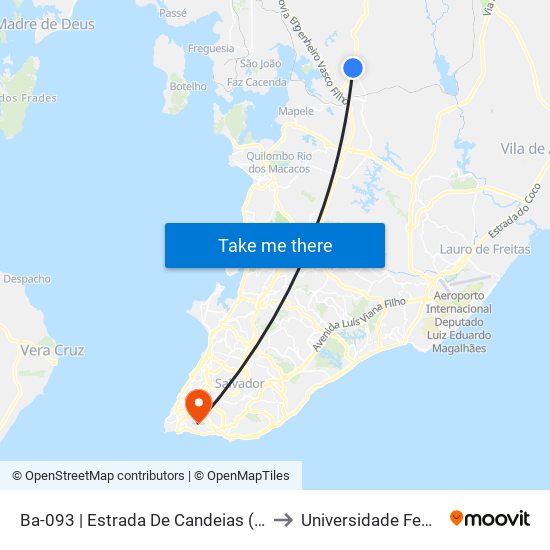 Ba-093 | Estrada De Candeias (Sentido Simões Filho) to Universidade Federal Da Bahia map