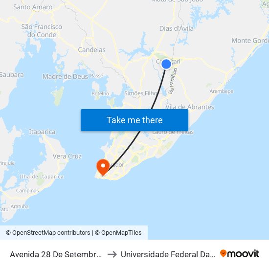 Avenida 28 De Setembro, 523 to Universidade Federal Da Bahia map