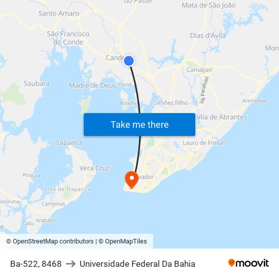 Ba-522, 8468 to Universidade Federal Da Bahia map