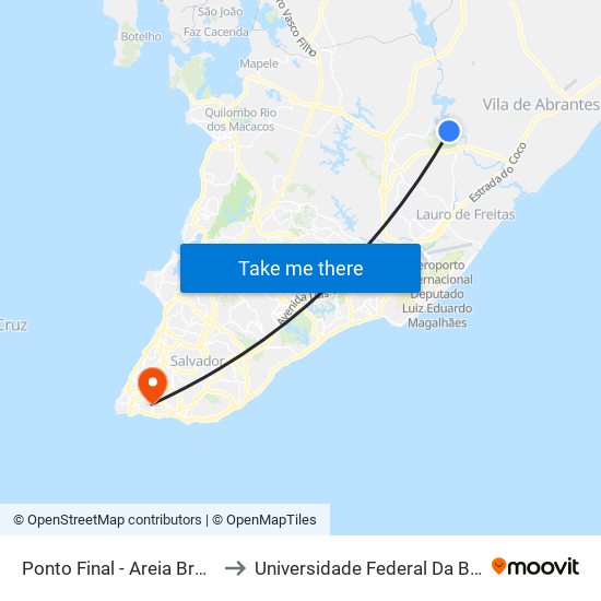 Ponto Final - Areia Branca to Universidade Federal Da Bahia map