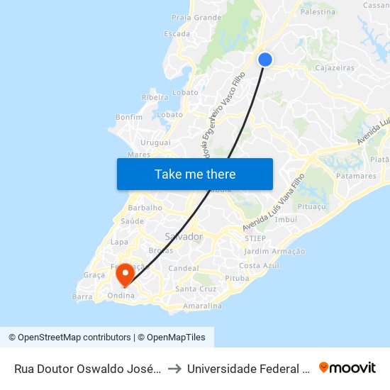 Rua Doutor Oswaldo José Leal, 128 to Universidade Federal Da Bahia map