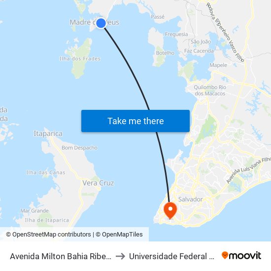 Avenida Milton Bahia Ribeiro, 2203 to Universidade Federal Da Bahia map
