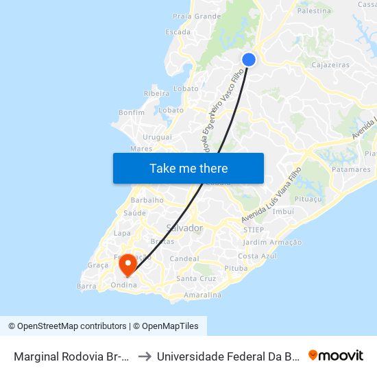 Marginal Rodovia Br-324 to Universidade Federal Da Bahia map