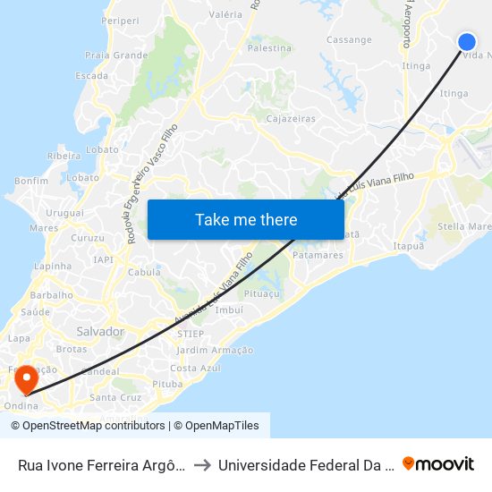 Rua Ivone Ferreira Argôlo, 10 to Universidade Federal Da Bahia map